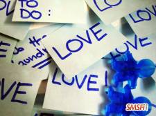 Love Words Blue on Paper